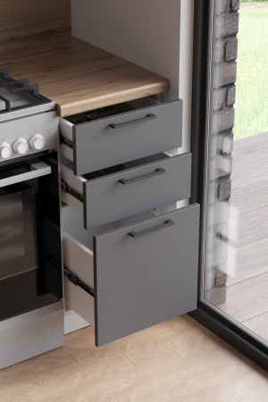 Кухня Стенли Теплый серый / Графит матовый 2,0 м