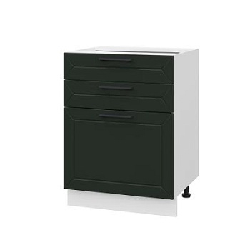 Шкаф нижний с ящиками ШН3Я 600 Корпус: ЛДСП белый 16мм; фасад: фрезеровка Кельн, МДФ софт пихтовый зеленый 16 мм Шкаф нижний с ящиками ШН3Я 600 Корпус: ЛДСП белый 16мм; фасад: фрезеровка Кельн, МДФ софт пихтовый зеленый 16 мм