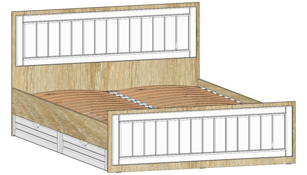 Кровать 2-х спальная Виктория 1400 Дуб Сонома / Белое дерево