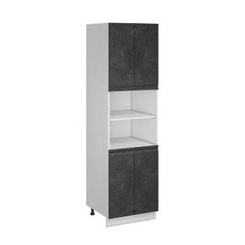 Пенал ПД600-22 Корпус: ЛДСП белый 16мм; фасад: фрезеровка Бруклин, МДФ бетон черный 16 мм