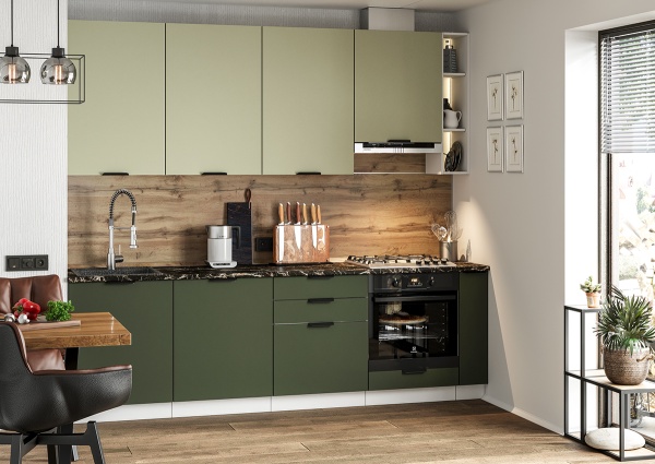 Модульная кухня Норд Софт лайт хаки / Софт пихтовый зеленый