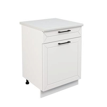 Шкаф нижний с ящиком ШН1Я 600 Корпус: ЛДСП белый 16мм; фасад: фрезеровка Кельн, МДФ софт даймонд 16мм