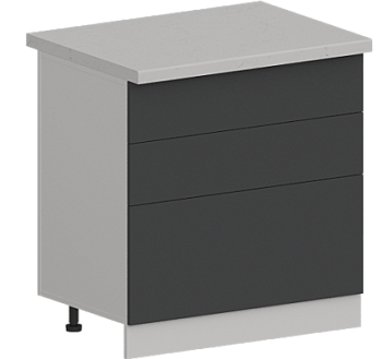 Шкаф нижний с тремя ящиками  ШН3Я 800 Гарден Графит софт