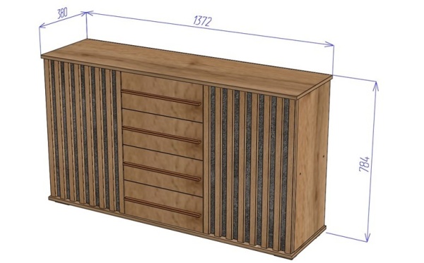 Марракеш Комод 2 створки 4 ящика Дуб вотан / Цемент темный