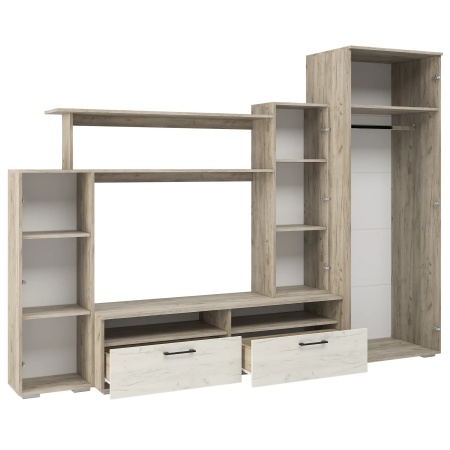 Модульная гостиная Эмма Дуб Крафт серый / Дуб Крафт белый