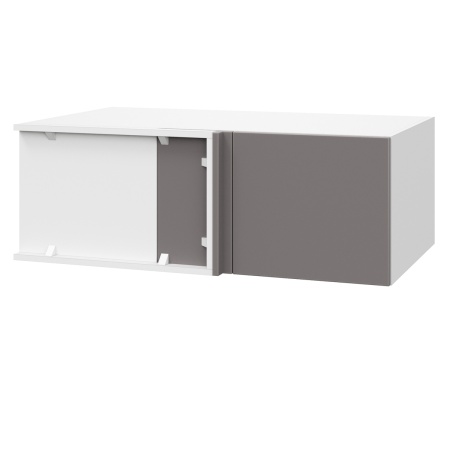 Шкаф верхний угловой антресоль ШВУА 1000 Корпус: ЛДСП белый 16мм; фасад: фрезеровка Оливия, МДФ моно брауни 16 мм