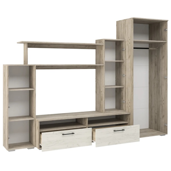 Модульная гостиная Эмма Дуб Крафт серый / Дуб Крафт белый