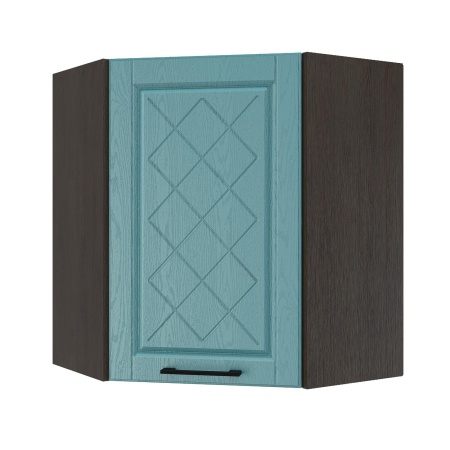 Шкаф верхний угловой ШВУ 600 Корпус: ЛДСП венге 16мм; фасад: фрезеровка Барселона, МДФ морское дерево 16мм