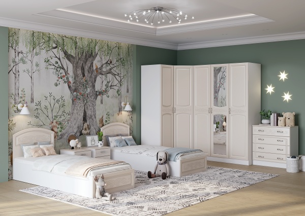 мс для спальни Венеция КР-080, РАСПРОДАЖА белый/жемчуг