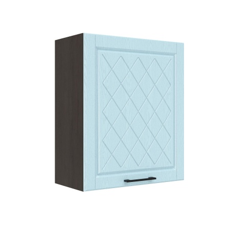 Шкаф верхний ШВ 600-1 Корпус: ЛДСП венге 16мм; фасад: фрезеровка Барселона, МДФ голубой тик 16мм