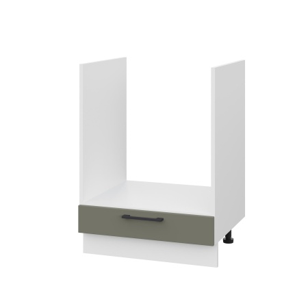 Шкаф нижний духовой ШНД 600 Корпус: ЛДСП белый 16мм; фасад: фрезеровка Кельн, МДФ софт лайт хаки 16 мм