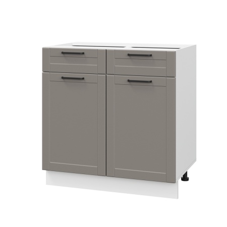 Шкаф нижний с ящиками ШН2Я 800 Корпус: ЛДСП белый 16мм; фасад: фрезеровка Диада, МДФ лофт кварц 16 мм