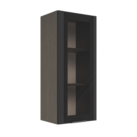 Шкаф верхний со стеклом (премьер) ШВС 450Н Корпус: ЛДСП венге фасад: фрезеровка Норд, МДФ софт черный