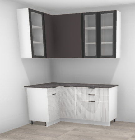 Кухня угловая Премьер Норд Софт смок / Line софт даймонд (низ) 1100*1800 мм (9385)