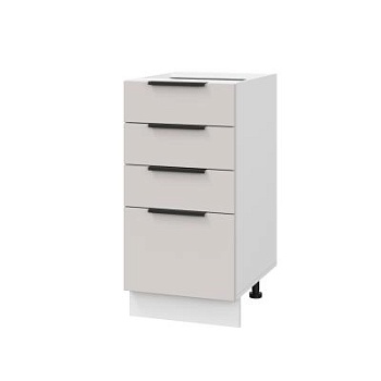 Шкаф нижний с ящиками ШНЯ 400 Корпус: ЛДСП белый 16мм; фасад: фрезеровка Оливия, МДФ моно керамика 16 мм