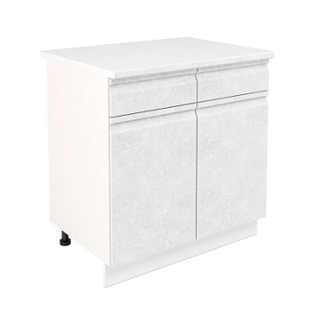 Шкаф нижний с ящиками ШН2Я 600 Корпус: ЛДСП белый 16мм; фасад: фрезеровка Бруклин, МДФ бетон белый 16 мм