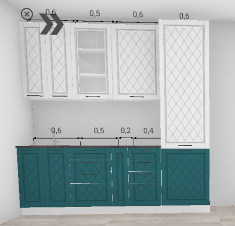 Кухня Премьер Барселона Белое дерево / Морское дерево 2,3 м с пеналом 600 (4853)