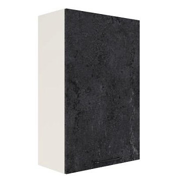 Шкаф верхний (премьер) ШВ 600Н-1 Корпус: ЛДСП белый 16мм; фасад: фрезеровка Нувель, МДФ бетон черный 16мм