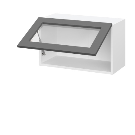 Шкаф верхний горизонтальный со стеклом ШВГС 600 Корпус: ЛДСП венге 16мм; фасад: фрезеровка Гренада, МДФ сандал 16мм