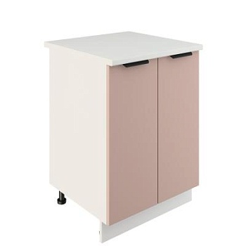 Шкаф нижний ШН 600 Корпус: ЛДСП белый 16мм; фасад: фрезеровка Норд, МДФ софт латте 16 мм