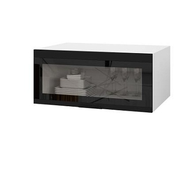 Шкаф верхний со стеклом антресоль ШВСА 800 Корпус: ЛДСП белый 16мм; фасад: фрезеровка Норд, МДФ софт черный 16 мм Шкаф верхний со стеклом антресоль ШВСА 800 Корпус: ЛДСП белый 16мм; фасад: фрезеровка Норд, МДФ софт черный 16 мм