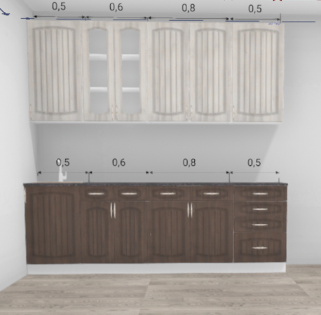 Кухня Гренада Премьер Бразильский орех / Сандал (низ) 2,4 м (4223)