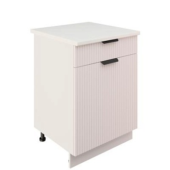 Шкаф нижний с ящиком ШН1Я 600 Корпус: ЛДСП белый 16мм; фасад: фрезеровка Норд Line, МДФ софт пломбир 16 мм Шкаф нижний с ящиком ШН1Я 600 Корпус: ЛДСП белый 16мм; фасад: фрезеровка Норд Line, МДФ софт пломбир 16 мм