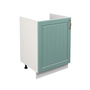 Шкаф нижний под мойку ШНМ 600-1 Корпус: ЛДСП белый 16мм; фасад: фрезеровка Лондон, МДФ дуб изумруд 16мм