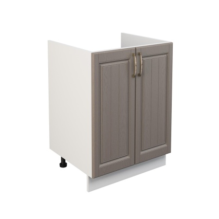 Шкаф нижний под мойку ШНМ 600 Корпус: ЛДСП белый 16мм; фасад: фрезеровка Лондон, МДФ дуб графит 16мм