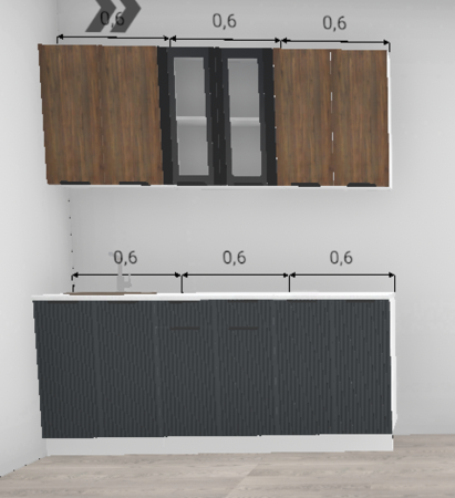 Кухня Норд Line Софт смок / Орех канадский (верх) 1,8 м (5844)