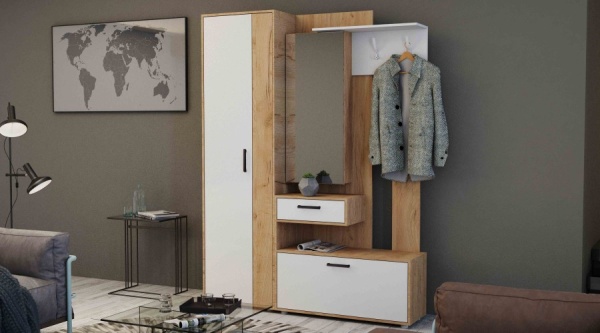 Секция с зеркалом Инфинити Дуб вотан / Белый