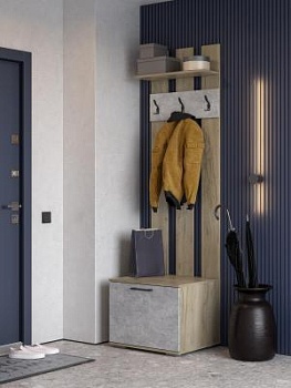 мс для прихожей Бостон ВШ-2 дуб крафт серый/бетонный камень NEW