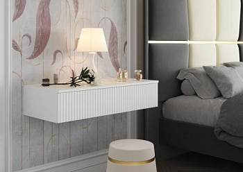 СКАНДИ Тумба консольная ТМ-001 (МДФ) Корпус - Белый (Гладкий)  Фасад МДФ - глянцевая Белый