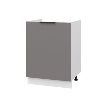 Шкаф нижний под мойку ШНМ 600-1 Корпус: ЛДСП белый 16мм; фасад: фрезеровка Оливия, МДФ моно брауни 16 мм