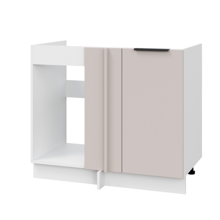 Шкаф нижний угловой  ШНУП 1000 Корпус: ЛДСП белый 16мм; фасад: фрезеровка Оливия, МДФ сиена тауп 16 мм