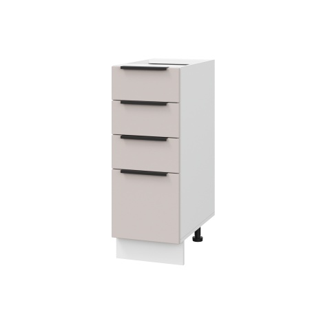 Шкаф нижний с ящиками ШНЯ 300 Корпус: ЛДСП белый 16мм; фасад: фрезеровка Оливия, МДФ сиена тауп 16 мм