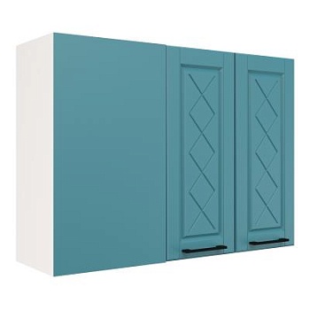 Шкаф верхний угловой ШВУП 1000 Корпус: ЛДСП белый 16мм; фасад: фрезеровка Барселона, МДФ морское дерево 16мм