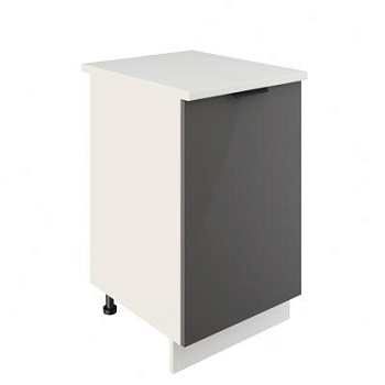 Шкаф нижний ШН 500 Корпус: ЛДСП белый 16мм; фасад: фрезеровка Норд, МДФ софт смок 16 мм