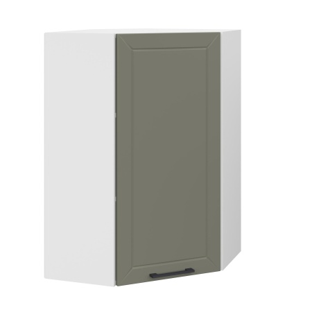 Шкаф верхний угловой (премьер)  ШВУ 600Н Корпус: ЛДСП белый 16мм; фасад: фрезеровка Кельн, МДФ софт лайт хаки 16 мм Шкаф верхний угловой (премьер)  ШВУ 600Н Корпус: ЛДСП белый 16мм; фасад: фрезеровка Кельн, МДФ софт лайт хаки 16 мм