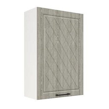 Шкаф верхний (премьер) ШВ 600Н-1 Корпус: ЛДСП белый 16мм; фасад: фрезеровка Барселона, МДФ седой клен 16мм