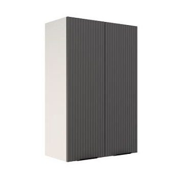 Шкаф верхний (премьер) ШВ 600Н Корпус: ЛДСП белый 16мм; фасад: фрезеровка Норд Line, МДФ софт смок 16 мм