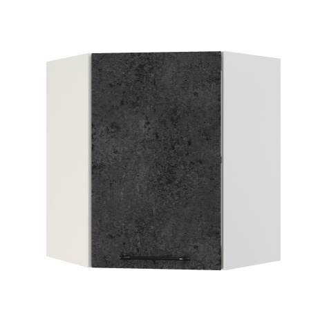 Шкаф верхний угловой ШВУ 600 Корпус: ЛДСП белый 16мм; фасад: фрезеровка Нувель, МДФ бетон черный 16мм