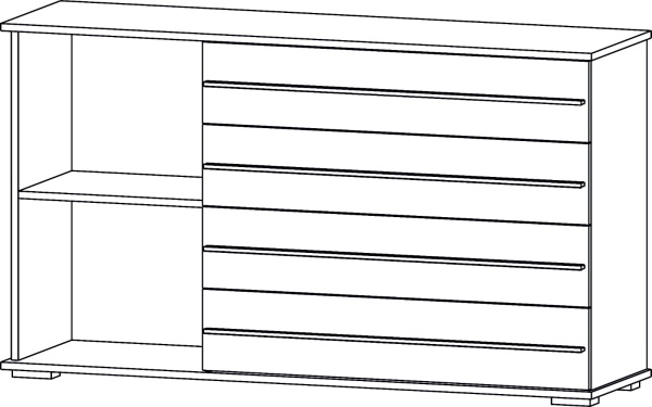 Марракеш Комод 1 створка 4 ящика Дуб вотан / Цемент темный