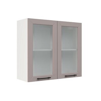 Шкаф верхний со стеклом ШВС 800 Корпус: ЛДСП белый 16мм; фасад: фрезеровка Кельн, МДФ софт карамель 16 мм Шкаф верхний со стеклом ШВС 800 Корпус: ЛДСП белый 16мм; фасад: фрезеровка Кельн, МДФ софт карамель 16 мм