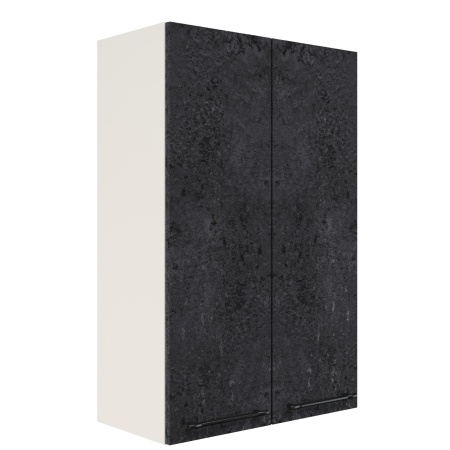 Шкаф верхний (премьер) ШВ 600Н Корпус: ЛДСП белый 16мм; фасад: фрезеровка Нувель, МДФ бетон черный 16мм