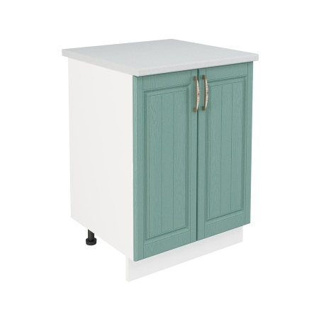 Шкаф нижний ШН 600 Корпус: ЛДСП белый 16мм; фасад: фрезеровка Лондон, МДФ дуб изумруд 16мм