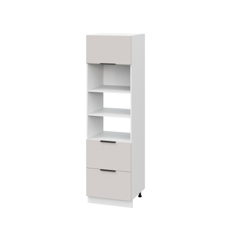 Пенал ПДМ600-1Г2Я Корпус: ЛДСП белый 16мм; фасад: фрезеровка Оливия, МДФ моно керамика 16 мм