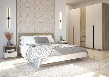Модульная спальня БОХО Дуб крафт серый / Кашемир Модульная спальня БОХО Дуб крафт серый / Кашемир