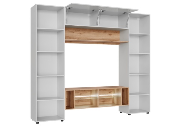 РИВЬЕРА НМ Стенка ( Комплект ) Белый / Дуб Крафт золотой / Белый