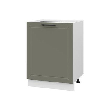 Шкаф нижний ШН 600-1 Корпус: ЛДСП белый 16мм; фасад: фрезеровка Кельн, МДФ софт лайт хаки 16 мм